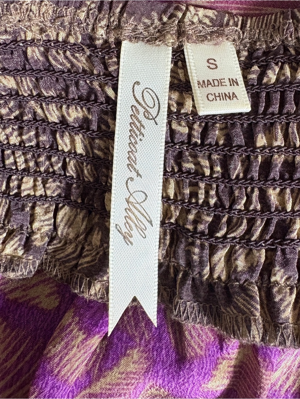 Petticoat Alley Women's silk Turquoise purple print Spaghetti Strap camisole S - Picture 8 of 8